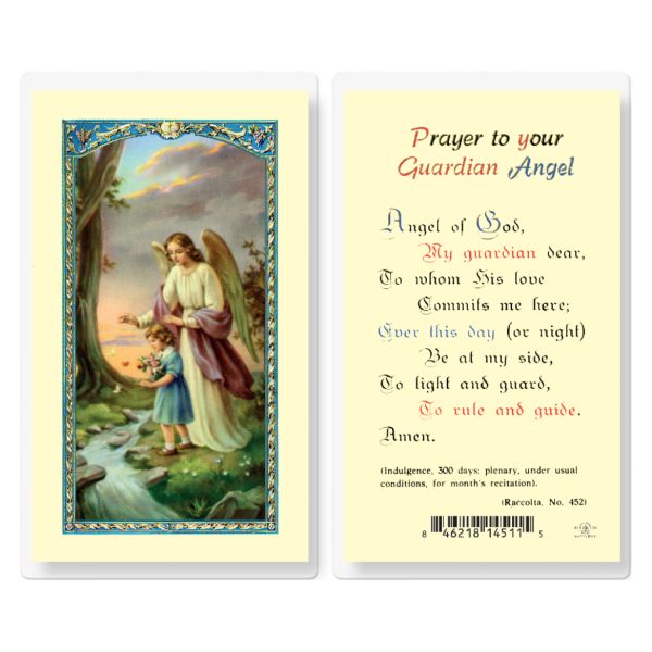 Guardian Angel Girl Laminated Holy Card (pack of 25)