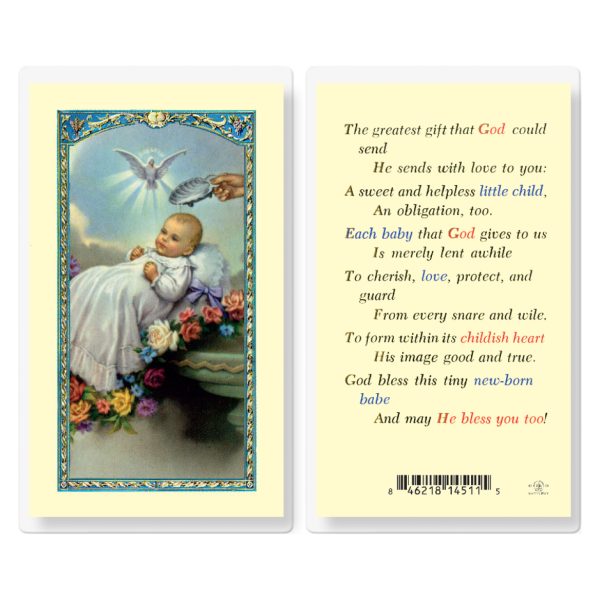 Baby's Baptismal Laminated Holy Card (pack of 25)
