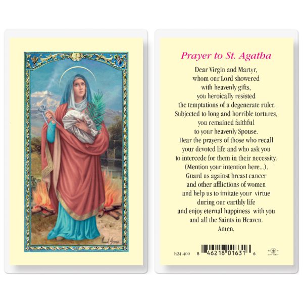 Saint Agatha Prayer Laminated Holy Card (pack of 25)