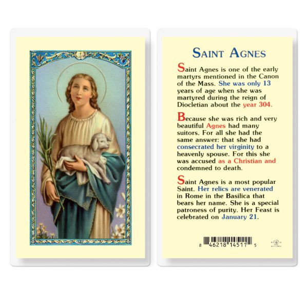 Saint Agnes Laminated Prayer Card (pack of 25)