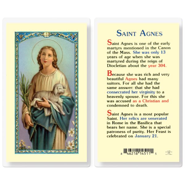 Saint Agnes Laminated Holy Card (pack of 25)