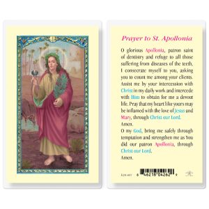 Saint Apollonia Laminated Prayer Card (pack of 25)
