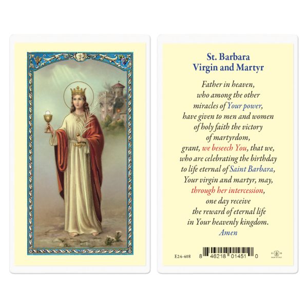 Saint Barbara Laminated Holy Card (pack of 25)