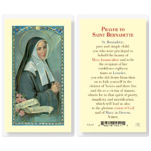 Saint Bernadette Laminated Prayer Card (pack of 25)