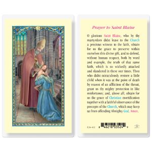 Saint Blaise Laminated Prayer Card (pack of 25)
