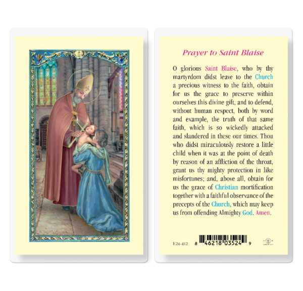 Saint Blaise Laminated Prayer Card (pack of 25)