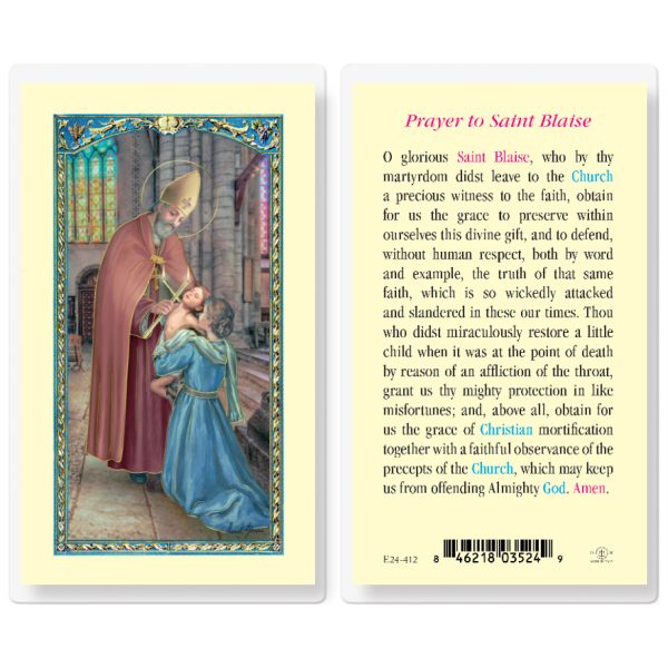 Saint Blaise Laminated Holy Card (pack of 25)