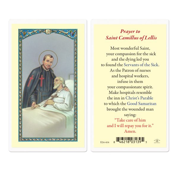 Saint Camillus Laminated Prayer Card (pack of 25)