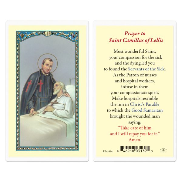 Saint Camillus Laminated Holy Card (pack of 25)
