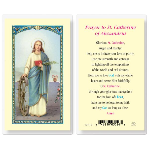 Saint Catherine of Alexandria Laminated Holy Card (pack of 25)