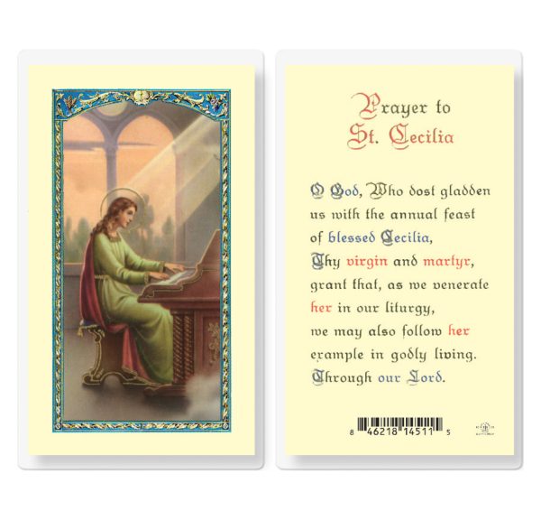 Saint Cecilia Laminated Prayer Card (pack of 25)