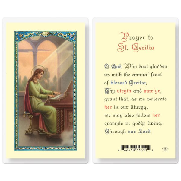 Saint Cecilia Laminated Holy Card (pack of 25)