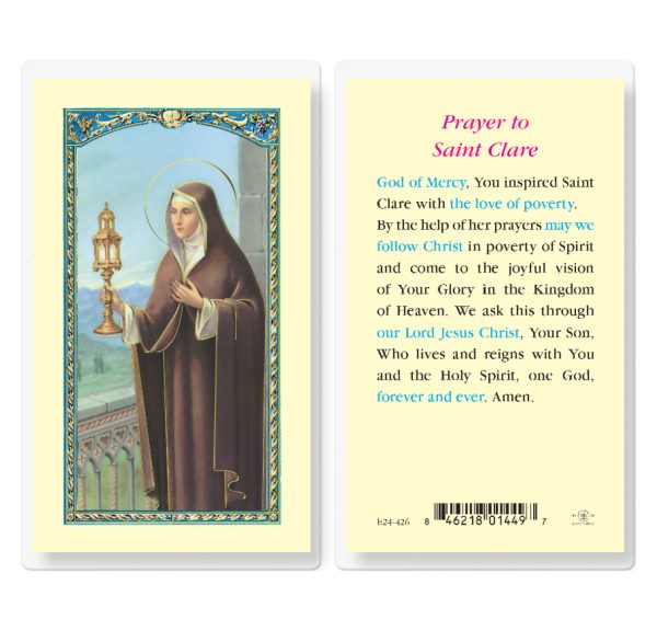 Saint Clare Laminated Prayer Card (pack of 25)