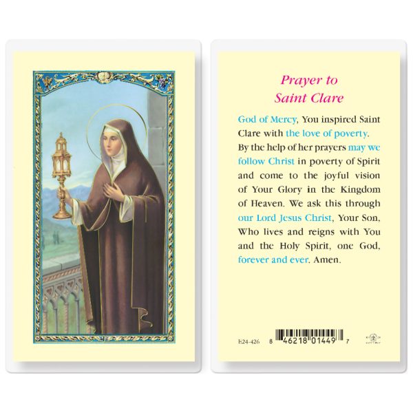 Saint Clare Laminated Holy Card (pack of 25)