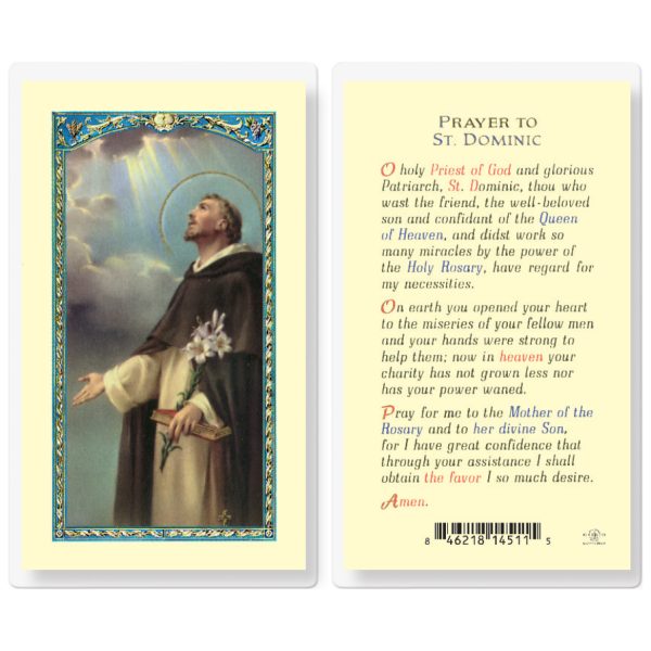 Prayer to Saint Dominic Laminated Holy Card (pack of 25)