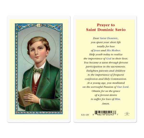 Prayer to Saint Dominic Savio Laminated Prayer Card (pack of 25)