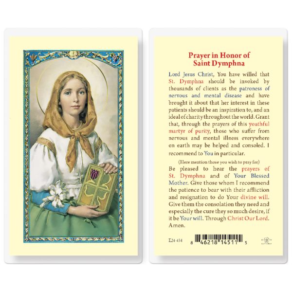 Saint Dymphna Laminated Holy Card (pack of 25)