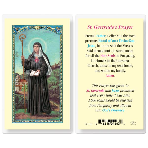 Saint Gertrude Laminated Holy Card (pack of 25)