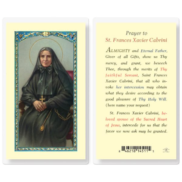 Saint Frances Cabrini Laminated Holy Card (pack of 25)