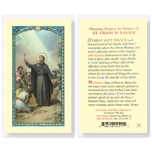 Saint Francis Xavier Novena Prayer Laminated Holy Card (pack of 25)