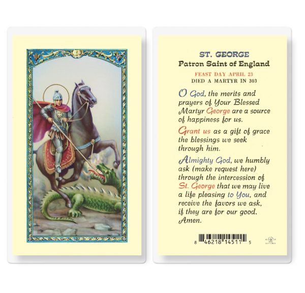 Saint George Laminated Prayer Card (pack of 25)