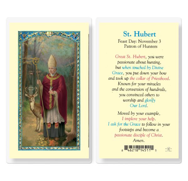 Saint Hubert Laminated Prayer Card (pack of 25)