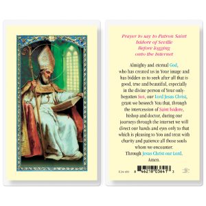 Saint Isidore Internet Laminated Prayer Card (pack of 25)