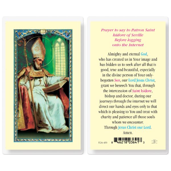 Saint Isidore Internet Laminated Holy Card (pack of 25)