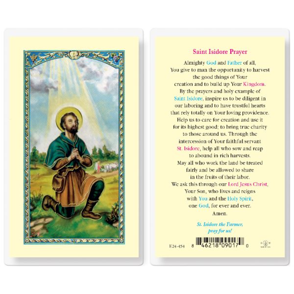 Saint Isidore Farmer Laminated Holy Card (pack of 25)