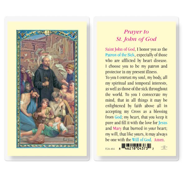 Saint John of God Prayer Card Laminated Prayer Card (pack of 25)