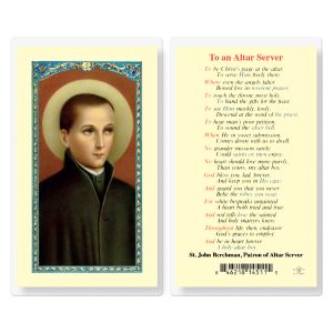 Saint John Berchman Altar Server Laminated Prayer Card (pack of 25)