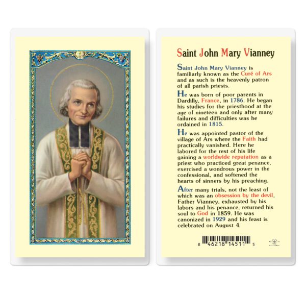 Saint John Mary Vianney Laminated Prayer Card (pack of 25)