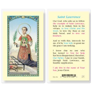 Saint Lawrence Laminated Prayer Card (pack of 25)