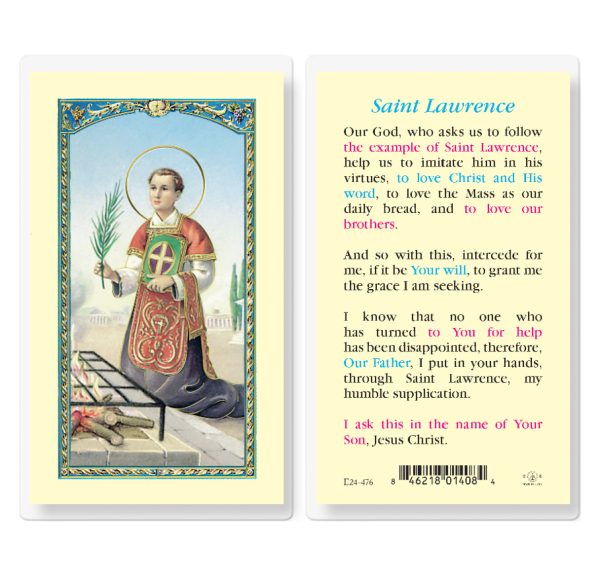 Saint Lawrence Laminated Prayer Card (pack of 25)