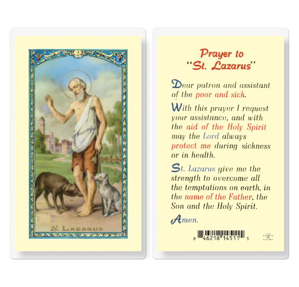 Saint Lazarus Laminated Prayer Card (pack of 25)