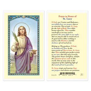 Saint Lucy Laminated Prayer Card (pack of 25)