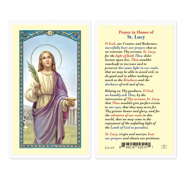 Saint Lucy Laminated Prayer Card (pack of 25)