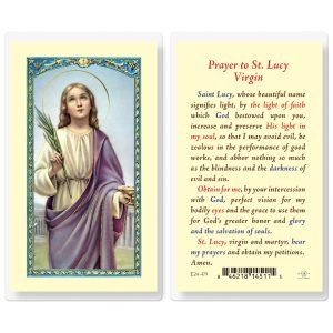 Saint Lucy Laminated Prayer Card (pack of 25)