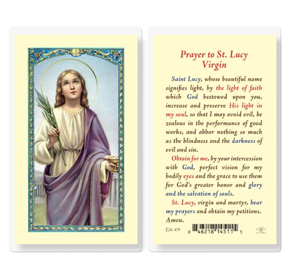 Saint Lucy Laminated Prayer Card (pack of 25)