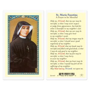 Saint Maria Faustina Laminated Prayer Card (pack of 25)