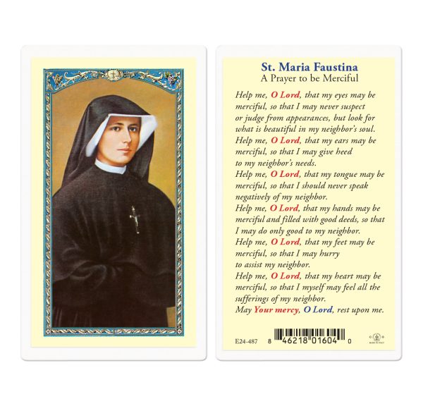 Saint Maria Faustina Laminated Prayer Card (pack of 25)
