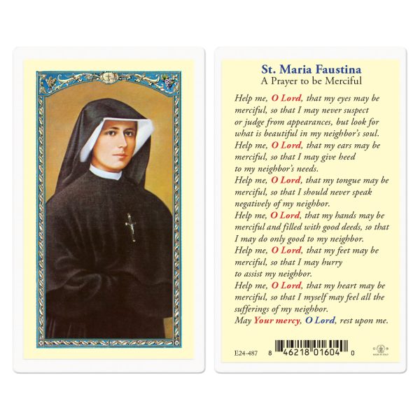 Saint Maria Faustina Laminated Holy Card (pack of 25)