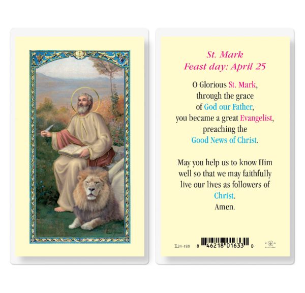 Saint Mark Laminated Prayer Card (pack of 25)