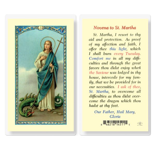 Saint Martha Novena Laminated Prayer Card (pack of 25)