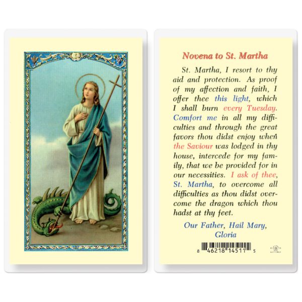 Saint Martha Novena Laminated Holy Card (pack of 25)