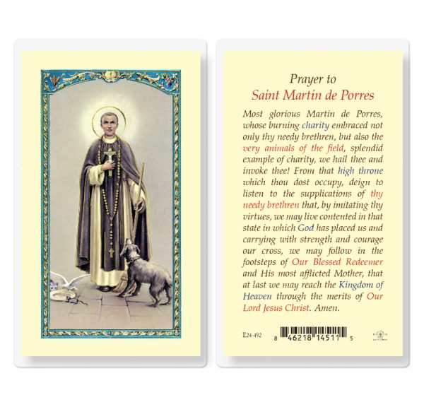 Saint Martin De Porres Laminated Prayer Card (pack of 25)