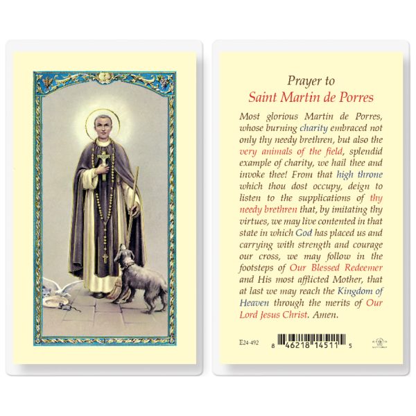 Saint Martin De Porres Laminated Holy Card (pack of 25)