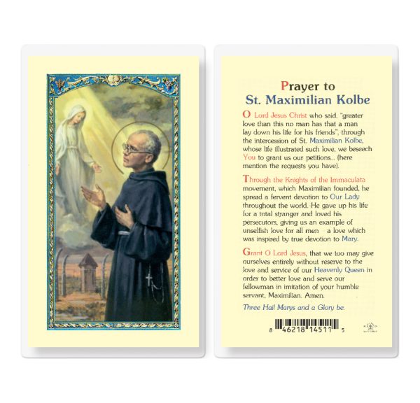 Saint Maximilian Kolbe Laminated Prayer Card (pack of 25)
