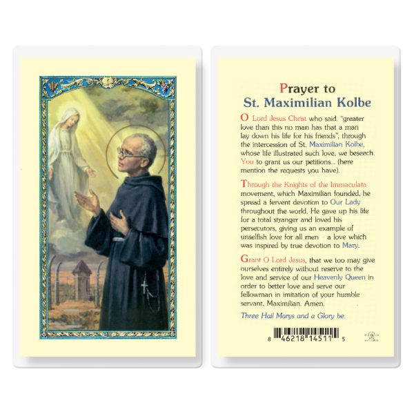 Saint Maximilian Kolbe Laminated Holy Card (pack of 25)