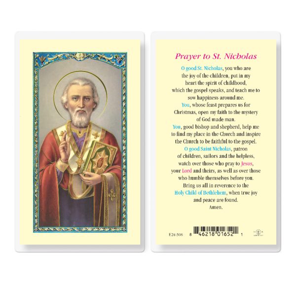 Saint Nicholas Laminated Prayer Card (pack of 25)